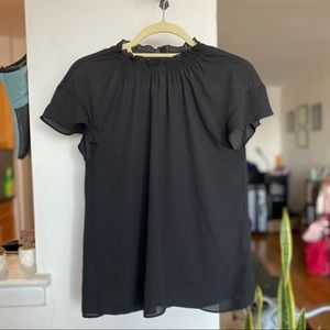 Black Express blouse. Ruffled mocked neck. Flowy. Light weight material